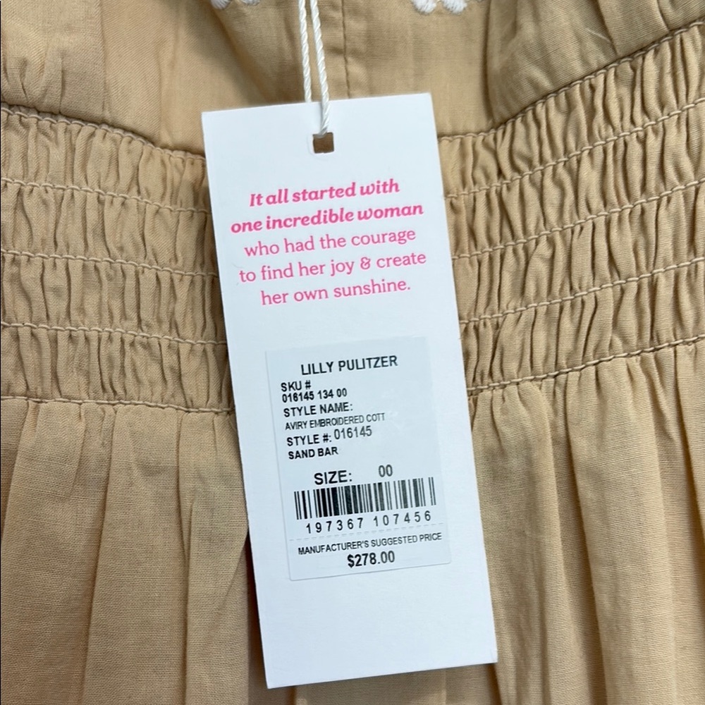 NWT Lilly Pulitzer Sand Bar Aviry Embroidered Cotton Dress, 00 - Picture 4 of 10